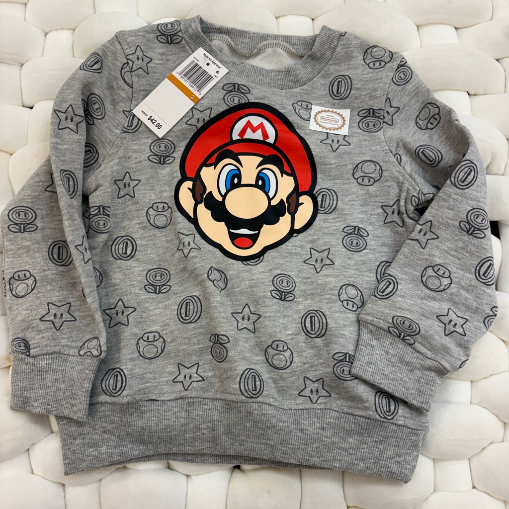 Hybrid Apparel Gray Kids Sweatshirt With Mario Design